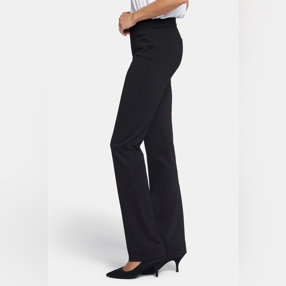 NYDJ Pants - NYDJ Size 10 Black Ponte‎ Knit Slim Trouser Pants Elongated Style Career Wear